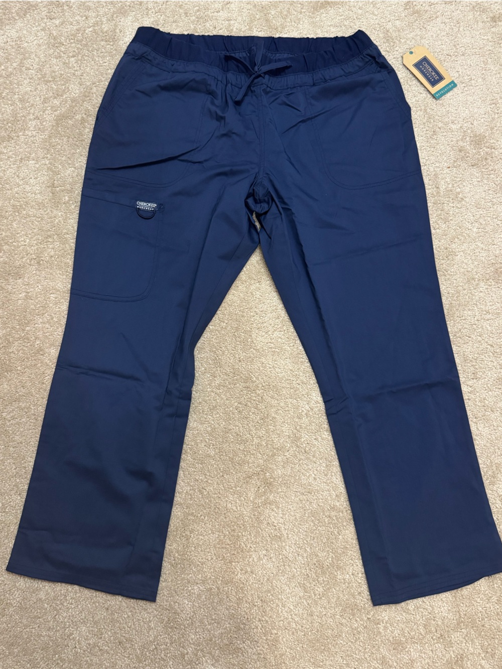 Cherokee Workwear Navy Women’s Drawstring Scrub Pants - Picture 2 of 6